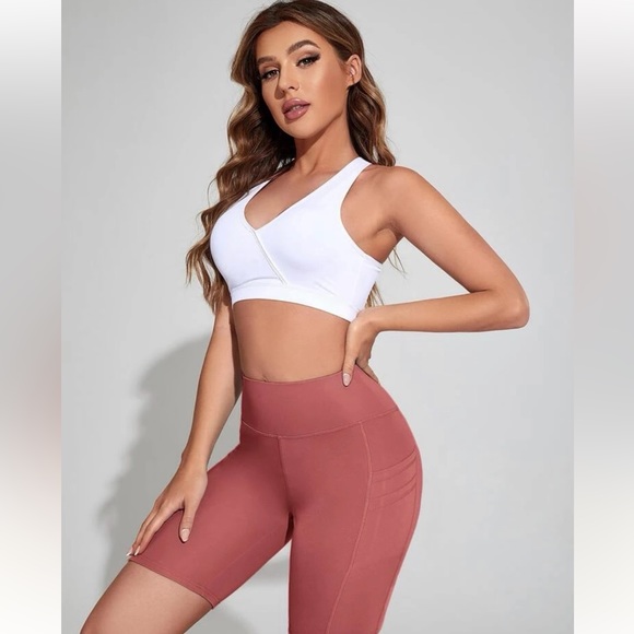 Strawberry Pink Colored Spandex “biker” Shorts w Pocket - Picture 4 of 4